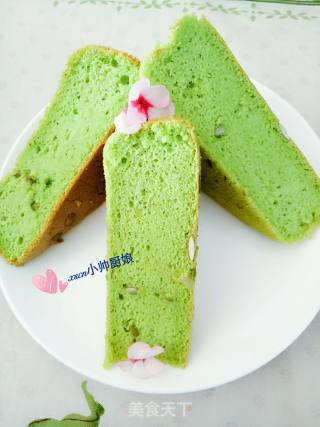 菠菜南瓜碎戚风蔬菜蛋糕~菠菜方块蔬菜戚风的做法步骤：15