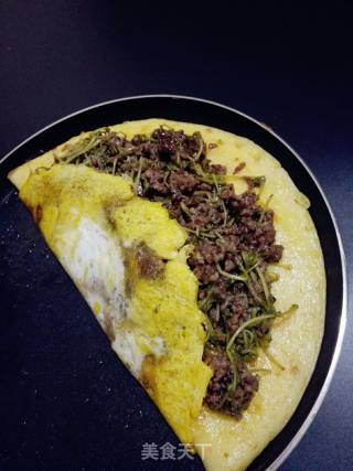 豌豆苗牛肉蛋饼的做法步骤：2
