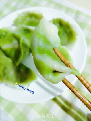 翡翠白玉双色水饺~双色羊肉芹菜水饺的做法步骤：9
