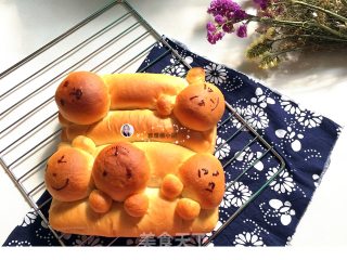 花生酱挤挤卡通汤种面包的做法步骤：22