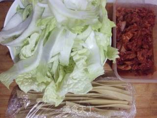 【东北】辣白菜五花肉炖菜的做法步骤：4