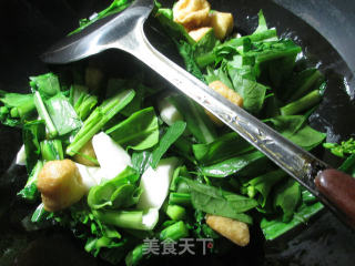 【宁波】油豆腐山药油菜蕻的做法步骤：3