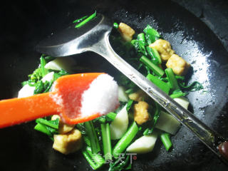 【宁波】油豆腐山药油菜蕻的做法步骤：7