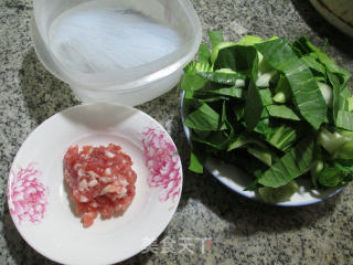 【宁波】青菜肉末炒粉丝的做法步骤：1