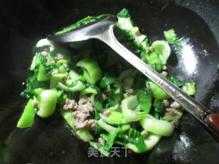 【宁波】青菜肉末炒粉丝的做法步骤：4