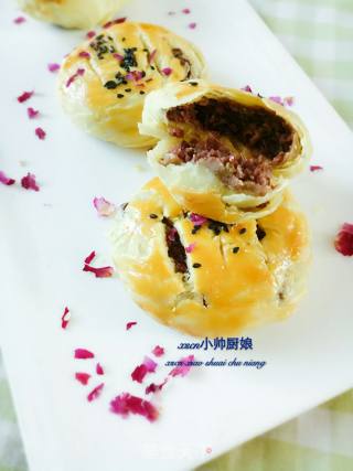 【东北】鲜花豆沙老婆饼~豆沙玫瑰老婆饼的做法步骤：15