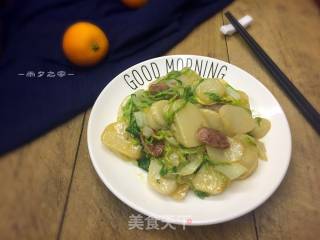 【金华】腊肠炒年糕的做法步骤：9