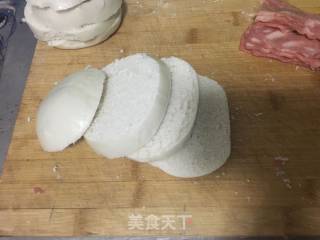 馒头芝士培根鸡蛋汉堡的做法步骤：1
