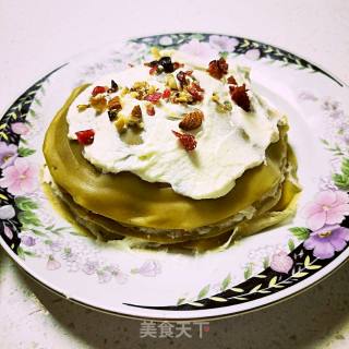 抹茶蔓越莓千层蛋糕的做法步骤：5