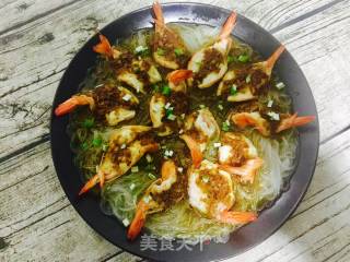 【东北】蒜蓉粉丝蒸大虾的做法步骤：13