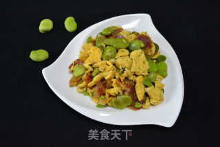【台州】香肠蚕豆炒蛋的做法步骤：8