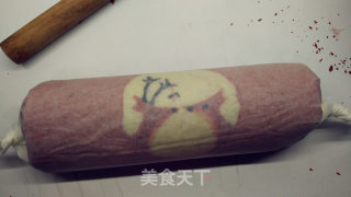 情人节礼物之浓情蜜意麋鹿彩绘蛋糕卷的做法步骤：18