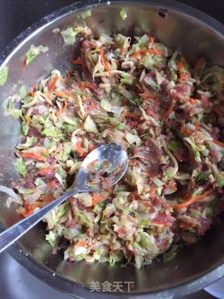 卷心菜萝卜丝猪肉包的做法步骤：1
