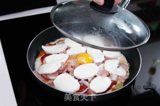 培根蘑菇薯片薄饼的做法步骤：7