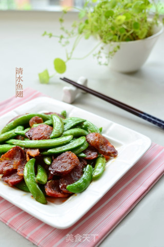 麻辣肠炒甜豆的做法步骤：7