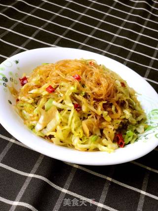 包菜炒粉丝的做法步骤：7