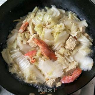 白菜大虾炖冻豆腐的做法步骤：6