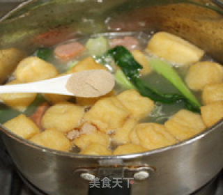 咖喱牛肉丸油豆腐粉汤的做法步骤：8