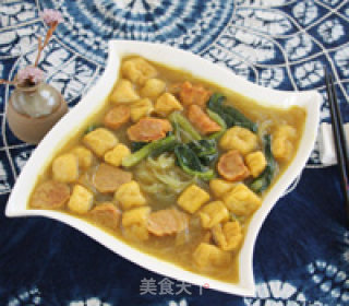 咖喱牛肉丸油豆腐粉汤的做法步骤：12