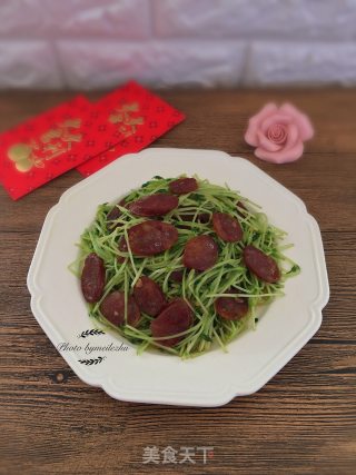 豆苗炒腊肠的做法步骤：7