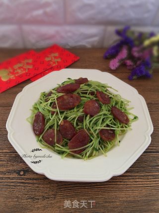 豆苗炒腊肠的做法步骤：8