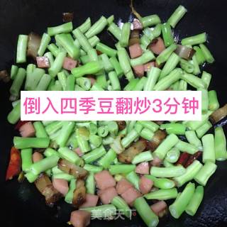 腊肉爆香四季豆的做法步骤：4