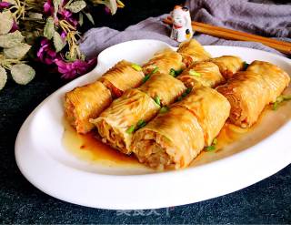 豆皮糯米肉卷的做法步骤：13