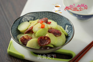 腊肠炒芥蓝的做法步骤：8