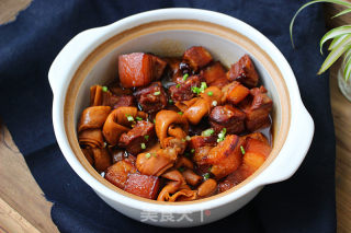啤酒百叶结红烧肉的做法步骤：12