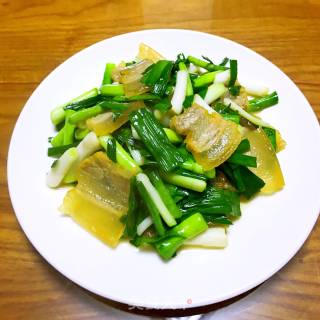 腊肉炒青蒜的做法步骤：8