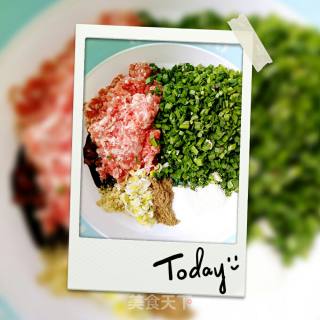 韭菜鲜肉锅贴的做法步骤：2