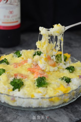 西兰花鲜虾焗饭的做法步骤：10