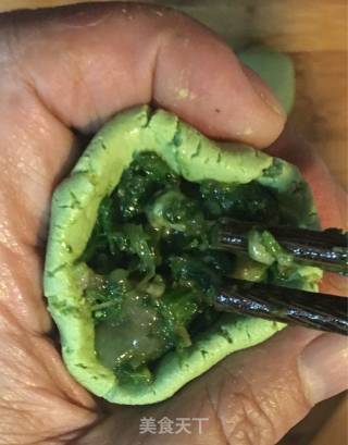 自制菜肉青团的做法步骤：4