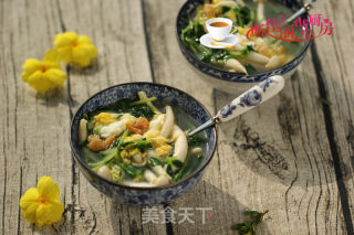 豆腐海鲜菇豆苗蛋花汤的做法步骤：10