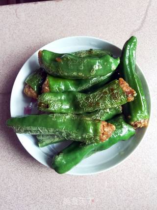 肉酿虎皮青椒的做法步骤：9