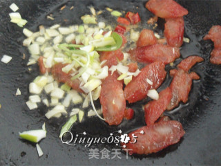 腊肠紫菜苔的做法步骤：4