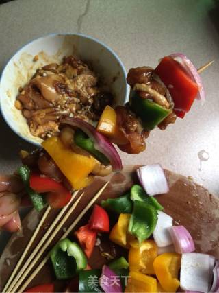 香煎多彩鸡肉串的做法步骤：5