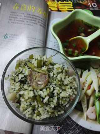 茼蒿咸肉香肠菜饭《又名皇帝菜饭》的做法步骤：12