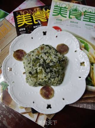 茼蒿咸肉香肠菜饭《又名皇帝菜饭》的做法步骤：13
