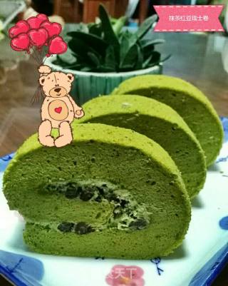 抹茶红豆瑞士卷（参考份量：1条）的做法步骤：12