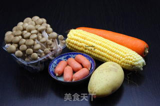 火腿炒彩蔬的做法步骤：1