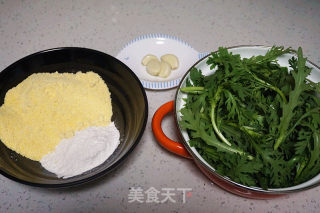 粉蒸茼蒿的做法步骤：2