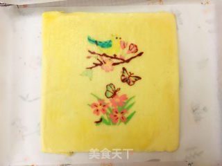 鸟语花香 彩绘蛋糕卷的做法步骤：14