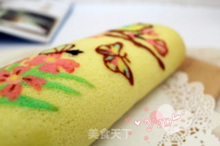 鸟语花香 彩绘蛋糕卷的做法步骤：19