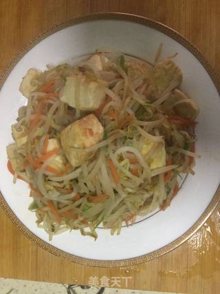 豆芽煎豆腐的做法步骤：3