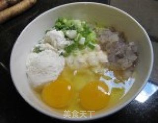 山药鲜虾煎饼的做法步骤：2