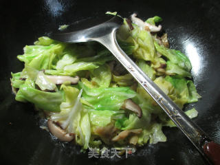 榨菜丝香菇炒牛心菜的做法步骤：5
