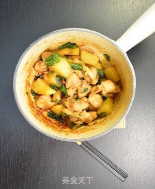 CoCoLc的私菜食谱经－－干锅九层塔鸡肉薯块【肉桂罗勒版】的做法步骤：14