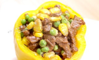 宝宝营养餐黄椒牛肉盅的做法步骤：8
