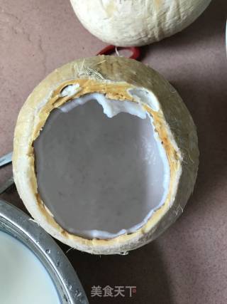 椰子炖奶的做法步骤：1